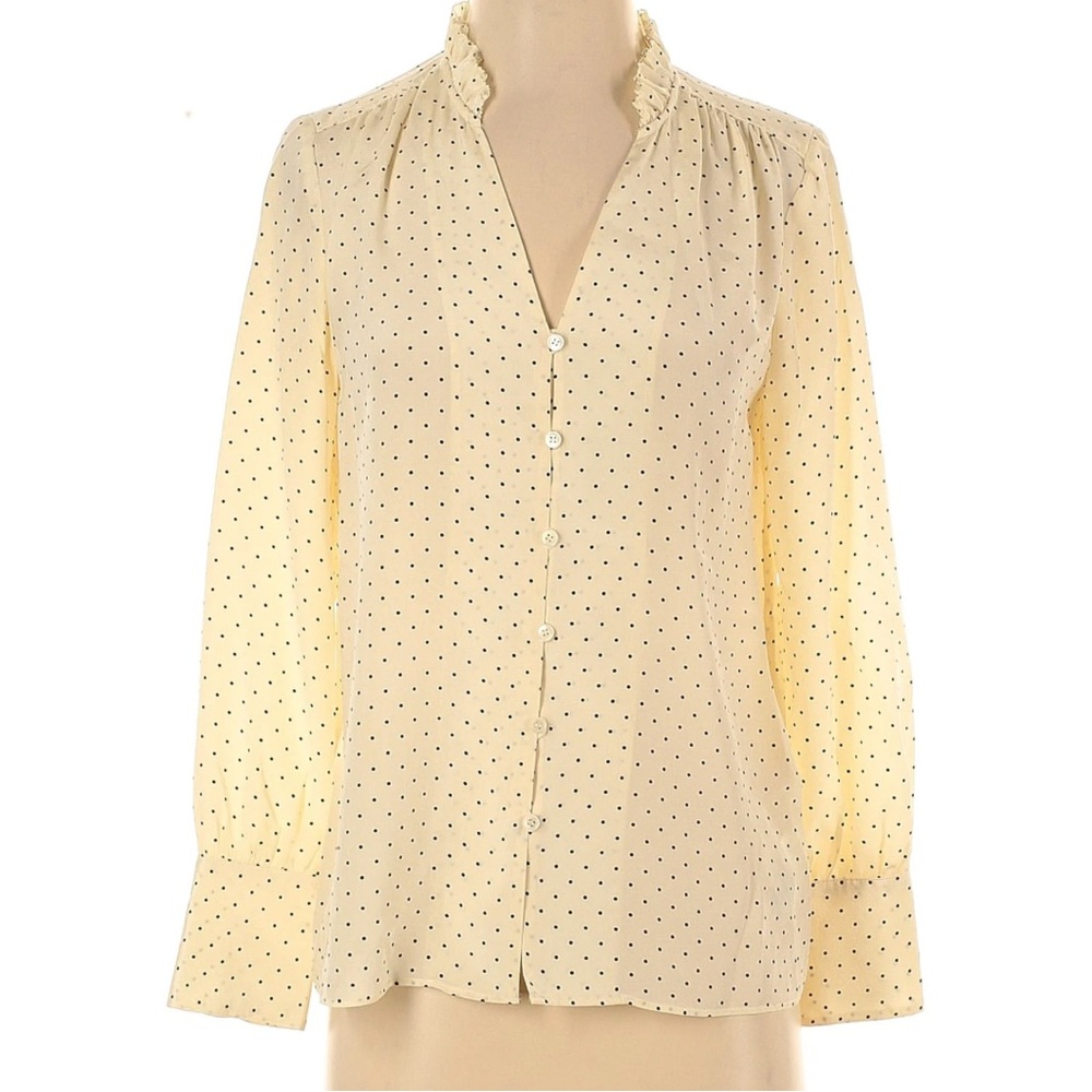 JCrew Cream Polka Dot Blouse in Silk